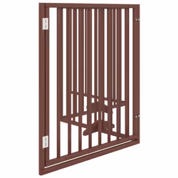 vidaXL Dog Gate with Door Foldable Dog Fence Pet Gate Pet Barrier Poplar Wood - brown, 80 x 90 x 2 cm/ 4 pcs - Additional view 4