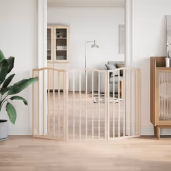 vidaXL Dog Gate with Door Foldable Pet Gate Dog Fence Pet BarrierÃÂ Poplar Wood - natural, 50 x 90 x 2 cm/ 3 pcs - Additional view 2