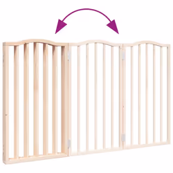 vidaXL Dog Gate with Door Foldable Pet Gate Dog Fence Pet BarrierÃÂ Poplar Wood - natural, 50 x 90 x 2 cm/ 3 pcs - Additional view 6