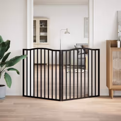 vidaXL Dog Gate with Door Foldable Pet Gate Dog Fence Pet BarrierÃÂ Poplar Wood - black, 80 x 90 x 2 cm/ 2 pcs - Additional view 2