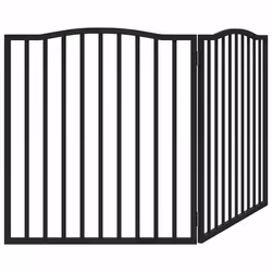 vidaXL Dog Gate with Door Foldable Pet Gate Dog Fence Pet BarrierÃÂ Poplar Wood - black, 80 x 90 x 2 cm/ 2 pcs - Additional view 5