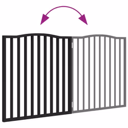 vidaXL Dog Gate with Door Foldable Pet Gate Dog Fence Pet BarrierÃÂ Poplar Wood - black, 80 x 90 x 2 cm/ 2 pcs - Additional view 6