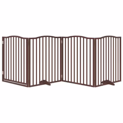 vidaXL Dog Gate with Door Foldable Pet Gate Dog Fence Pet BarrierÃÂ Poplar Wood - brown oak, 80 x 90 x 2 cm/ 4 pcs - Additional view 2