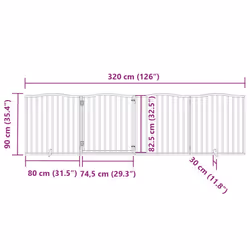 vidaXL Dog Gate with Door Foldable Pet Gate Dog Fence Pet BarrierÃÂ Poplar Wood - brown oak, 80 x 90 x 2 cm/ 4 pcs - Additional view 3