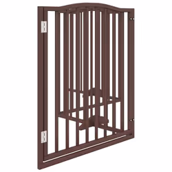 vidaXL Dog Gate with Door Foldable Pet Gate Dog Fence Pet BarrierÃÂ Poplar Wood - brown oak, 80 x 90 x 2 cm/ 4 pcs - Additional view 4