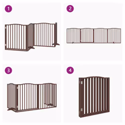 vidaXL Dog Gate with Door Foldable Pet Gate Dog Fence Pet BarrierÃÂ Poplar Wood - brown oak, 80 x 90 x 2 cm/ 4 pcs - Additional view 6