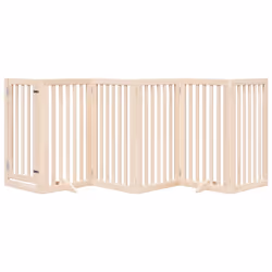 vidaXL Dog Gate with Door Foldable Pet Gate Dog Fence Pet Barrier Poplar Wood - natural, 50 x 90 x 2 cm/ 6 pcs