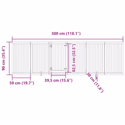 vidaXL Dog Gate with Door Foldable Pet Gate Dog Fence Pet Barrier Poplar Wood - natural, 50 x 90 x 2 cm/ 6 pcs
