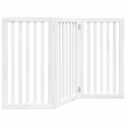 vidaXL Dog Gate with Door Foldable Pet Gate Dog Fence Pet Barrier Poplar Wood - white, 50 x 90 x 2 cm/ 3 pcs