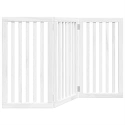 vidaXL Dog Gate with Door Foldable Pet Gate Dog Fence Pet Barrier Poplar Wood - white, 50 x 90 x 2 cm/ 3 pcs