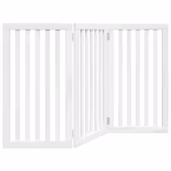 vidaXL Dog Gate with Door Foldable Pet Gate Dog Fence Pet Barrier Poplar Wood - white, 50 x 90 x 2 cm/ 3 pcs - Additional view 5