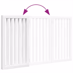 vidaXL Dog Gate with Door Foldable Pet Gate Dog Fence Pet Barrier Poplar Wood - white, 50 x 90 x 2 cm/ 3 pcs - Additional view 6