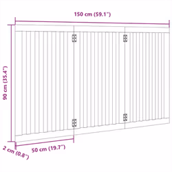 vidaXL Dog Gate with Door Foldable Pet Gate Dog Fence Pet Barrier Poplar Wood - white, 50 x 90 x 2 cm/ 3 pcs - Additional view 8