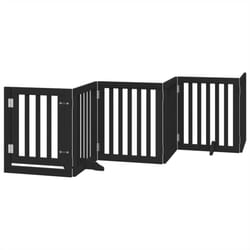 vidaXL Dog Gate with Door Foldable Pet Gate Dog Fence Pet Barrier Poplar Wood - black, 50 x 60 x 2 cm/ 6 pcs