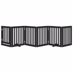 vidaXL Dog Gate with Door Foldable Pet Gate Dog Fence Pet Barrier Poplar Wood - black, 50 x 60 x 2 cm/ 6 pcs