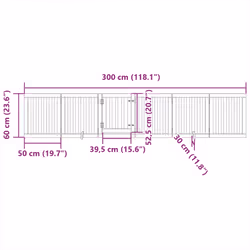 vidaXL Dog Gate with Door Foldable Pet Gate Dog Fence Pet Barrier Poplar Wood - black, 50 x 60 x 2 cm/ 6 pcs