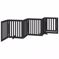 vidaXL Dog Gate with Door Foldable Pet Gate Dog Fence Pet Barrier Poplar Wood - black, 50 x 60 x 2 cm/ 6 pcs - Additional view 5
