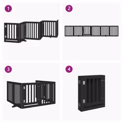 vidaXL Dog Gate with Door Foldable Pet Gate Dog Fence Pet Barrier Poplar Wood - black, 50 x 60 x 2 cm/ 6 pcs - Additional view 6