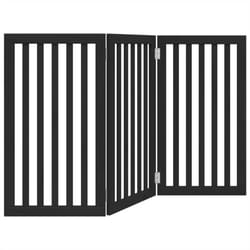vidaXL Dog Gate with Door Foldable Pet Gate Dog Fence Pet Barrier Poplar Wood - black, 50 x 90 x 2 cm/ 3 pcs