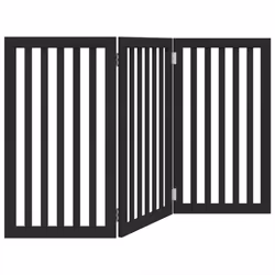 vidaXL Dog Gate with Door Foldable Pet Gate Dog Fence Pet Barrier Poplar Wood - black, 50 x 90 x 2 cm/ 3 pcs - Additional view 5