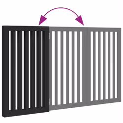 vidaXL Dog Gate with Door Foldable Pet Gate Dog Fence Pet Barrier Poplar Wood - black, 50 x 90 x 2 cm/ 3 pcs - Additional view 6