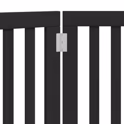 vidaXL Dog Gate with Door Foldable Pet Gate Dog Fence Pet Barrier Poplar Wood - black, 50 x 90 x 2 cm/ 3 pcs - Additional view 7