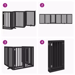 vidaXL Dog Gate with Door Foldable Pet Gate Dog Fence Pet Barrier Poplar Wood - black, 50 x 90 x 2 cm/ 6 pcs - Additional view 6