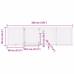 vidaXL Dog Gate with Door Foldable Pet Gate Dog Fence Pet Barrier Poplar Wood - black, 80 x 90 x 2 cm/ 4 pcs - Additional view 3