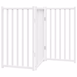 vidaXL Dog Gate with Door Foldable Dog Fence Barrier Pet Gate Solid Wood Fir - white, 50 x 90 x 2 cm/ 3 pcs - Additional view 5