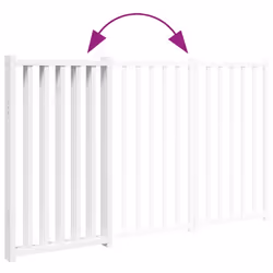 vidaXL Dog Gate with Door Foldable Dog Fence Barrier Pet Gate Solid Wood Fir - white, 50 x 90 x 2 cm/ 3 pcs - Additional view 6