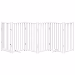 vidaXL Dog Gate with Door Foldable Dog Fence Barrier Pet Gate Solid Wood Fir - white, 50 x 90 x 2 cm/ 6 pcs - Additional view 2