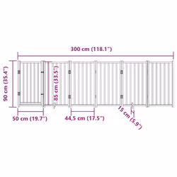 vidaXL Dog Gate with Door Foldable Dog Fence Barrier Pet Gate Solid Wood Fir - white, 50 x 90 x 2 cm/ 6 pcs - Additional view 3