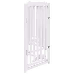 vidaXL Dog Gate with Door Foldable Dog Fence Barrier Pet Gate Solid Wood Fir - white, 50 x 90 x 2 cm/ 6 pcs - Additional view 4