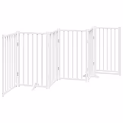vidaXL Dog Gate with Door Foldable Dog Fence Barrier Pet Gate Solid Wood Fir - white, 50 x 90 x 2 cm/ 6 pcs - Additional view 5