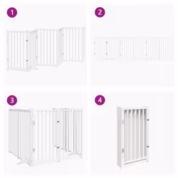 vidaXL Dog Gate with Door Foldable Dog Fence Barrier Pet Gate Solid Wood Fir - white, 50 x 90 x 2 cm/ 6 pcs - Additional view 6