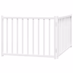 vidaXL Dog Gate with Door Foldable Dog Fence Barrier Pet Gate Solid Wood Fir - white, 80 x 60 x 2 cm/ 2 pcs - Additional view 5