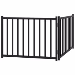 vidaXL Dog Gate with Door Foldable Dog Fence Barrier Pet Gate Solid Wood Fir - black, 80 x 60 x 2 cm/ 2 pcs - Additional view 5