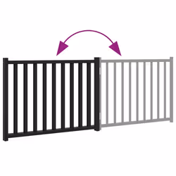vidaXL Dog Gate with Door Foldable Dog Fence Barrier Pet Gate Solid Wood Fir - black, 80 x 60 x 2 cm/ 2 pcs - Additional view 6