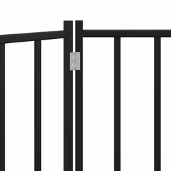 vidaXL Dog Gate with Door Foldable Dog Fence Barrier Pet Gate Solid Wood Fir - black, 80 x 60 x 2 cm/ 2 pcs - Additional view 7
