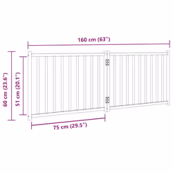 vidaXL Dog Gate with Door Foldable Dog Fence Barrier Pet Gate Solid Wood Fir - black, 80 x 60 x 2 cm/ 2 pcs - Additional view 8