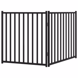 vidaXL Dog Gate with Door Foldable Dog Fence Barrier Pet Gate Solid Wood Fir - black, 80 x 90 x 2 cm/ 2 pcs - Additional view 5