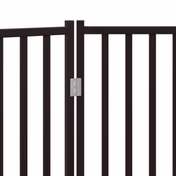 vidaXL Dog Gate with Door Foldable Dog Fence Barrier Pet Gate Solid Wood Fir - black, 80 x 90 x 2 cm/ 2 pcs - Additional view 7