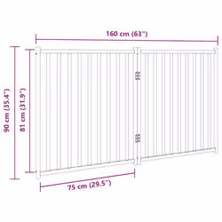 vidaXL Dog Gate with Door Foldable Dog Fence Barrier Pet Gate Solid Wood Fir - black, 80 x 90 x 2 cm/ 2 pcs - Additional view 8