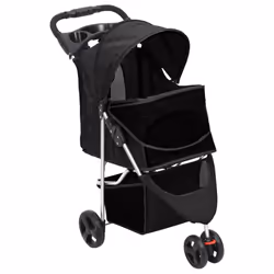 vidaXL Folding Dog Stroller 80x46x98 cm Oxford Fabric Pushchair Multi Colours - black - Additional view 2