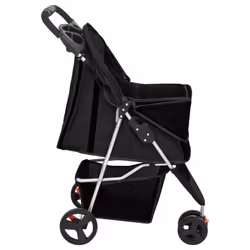 vidaXL Folding Dog Stroller 80x46x98 cm Oxford Fabric Pushchair Multi Colours - black - Additional view 4