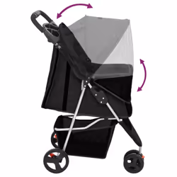 vidaXL Folding Dog Stroller 80x46x98 cm Oxford Fabric Pushchair Multi Colours - black - Additional view 5