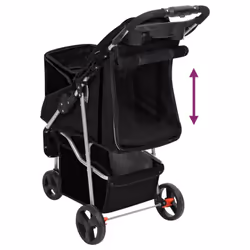 vidaXL Folding Dog Stroller 80x46x98 cm Oxford Fabric Pushchair Multi Colours - black - Additional view 6