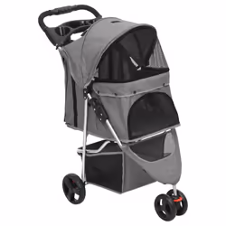 vidaXL Folding Dog Stroller 80x46x98 cm Oxford Fabric Pushchair Multi Colours - grey