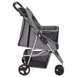 vidaXL Folding Dog Stroller 80x46x98 cm Oxford Fabric Pushchair Multi Colours - grey - Additional view 4
