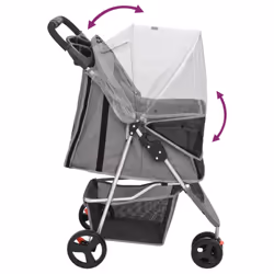 vidaXL Folding Dog Stroller 80x46x98 cm Oxford Fabric Pushchair Multi Colours - grey - Additional view 5